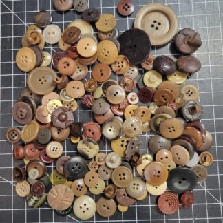 Mixed sized brown buttons, 3.5 ounce bag