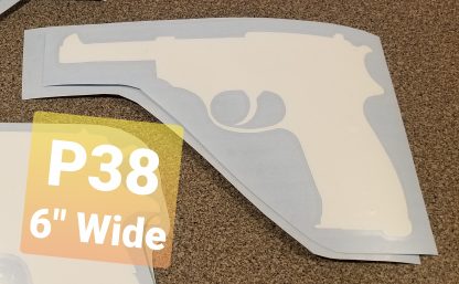 German WWII P38 Pistol Permanent White Vinyl Sticker