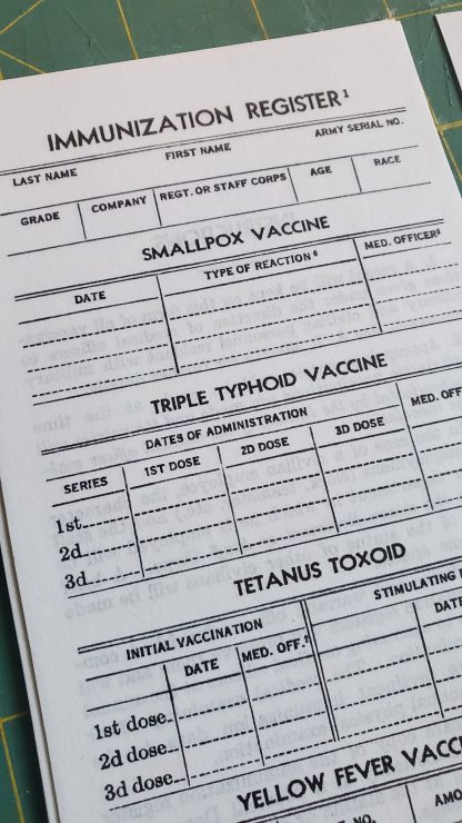 Immunization Register and Medical Data Form 1941 - Image 3