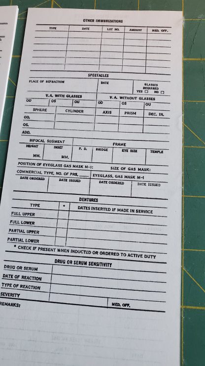 Immunization Register and Medical Data Form 1944 - Image 3