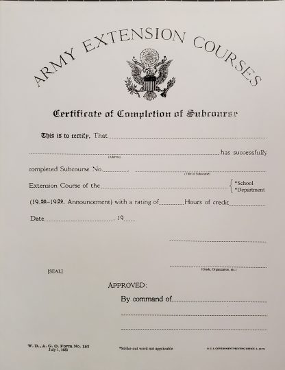 Army Extension Courses Certificate