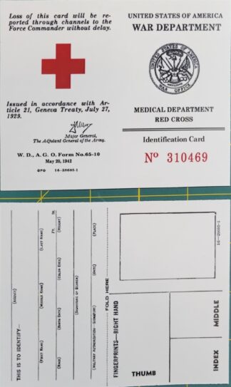 WWII Reproduction Medic I.D. Card