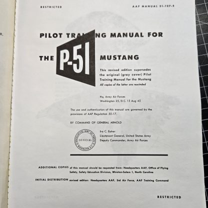 Reproduction P-51 Manual from 1945