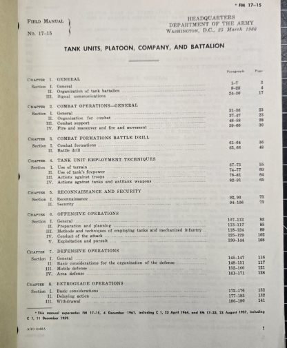 1966 FM 17-15 Tank Units, Platoon, Company, and Battalion - Image 2