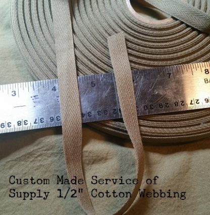 Custom Khaki Cotton HBT Webbing 1/2 inch width