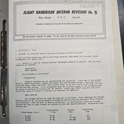 TF-1 aircraft manual, U.S. Navy flight handbook, Cold War aviation, 1956